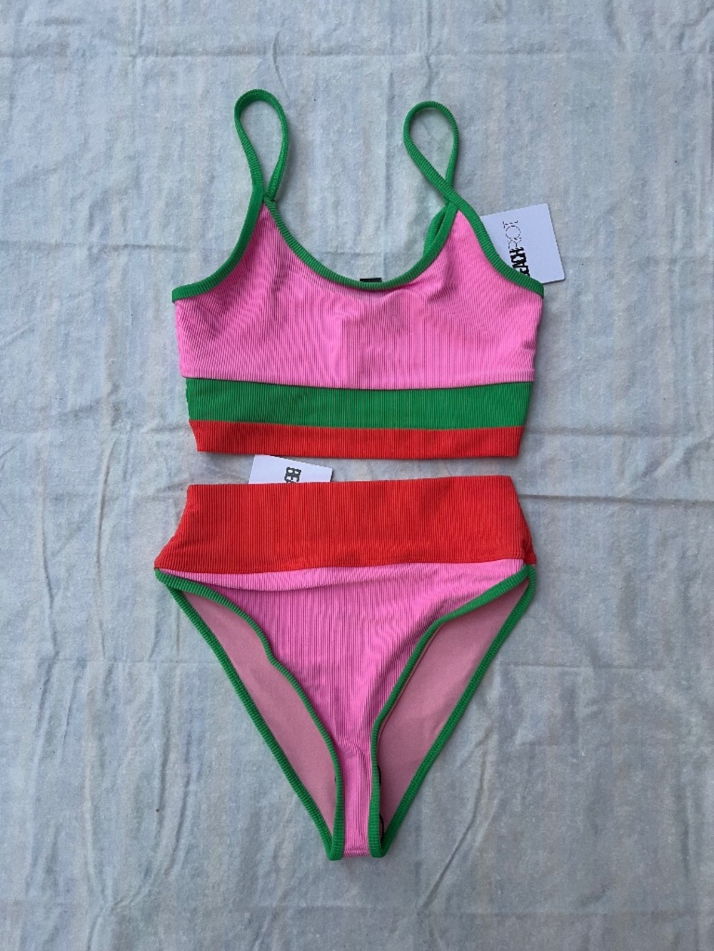 Beach Riot Ribbed Colorblock Bikini Set | Made in USA Medium